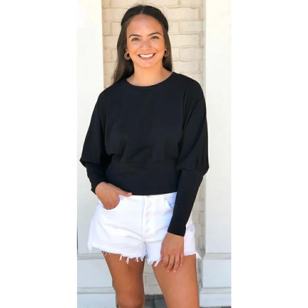 BB DAKOTA BLACK SLEEVE ME BE CROPPED SWEATSHIRT
